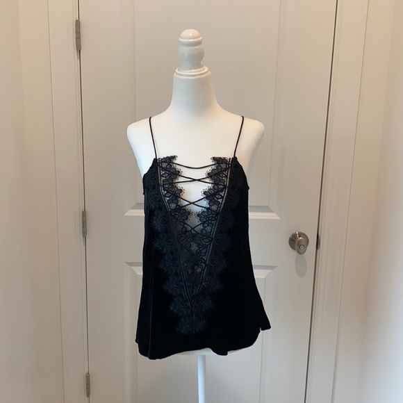 Cami NYC Tops - CAMI NYC  black velour deep v top